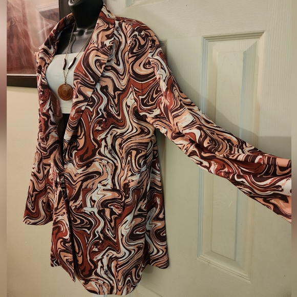 New Marble Design Open Front Plus Size  Blazer Jacket - Picture 10 of 11